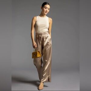 Old Money Champagne Satin Pants
